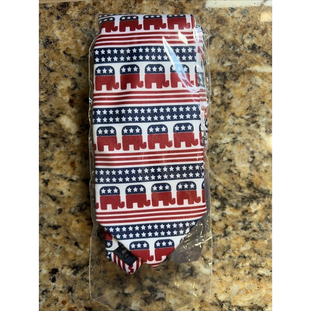 Parquet Republic Mascot Patriotic USA Elephant Flag Necktie Unisex Adult Men NEW